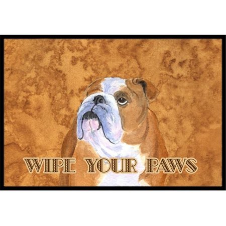 CAROLINES TREASURES Carolines Treasures SS4893MAT 18 X 27 In. Bulldog English Wipe Your Paws Indoor Or Outdoor Mat SS4893MAT